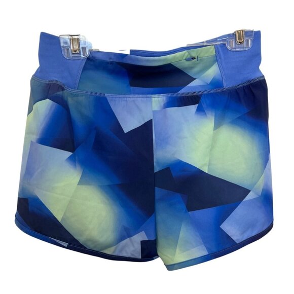 Reebok Womens Slim Fit Geometric Blue Pattern Shorts Size S- NEW - Picture 2 of 7